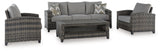 Oasis Court Gray 4-Piece Outdoor Conversation Set by Ashley at Eve Furniture