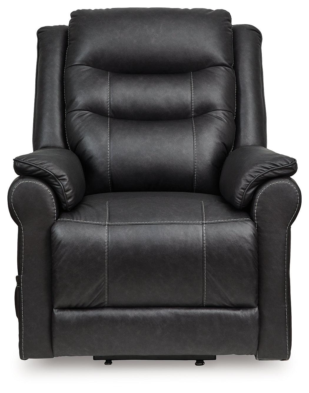 Oatman Carbon Power Lift Recliner by Ashley at Eve Furniture