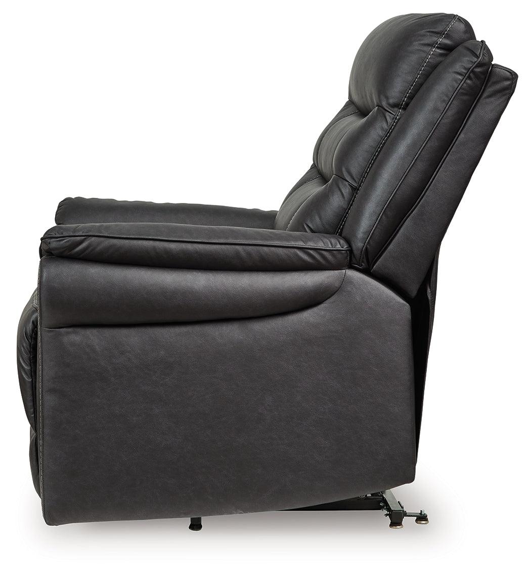 Oatman Carbon Power Lift Recliner by Ashley at Eve Furniture