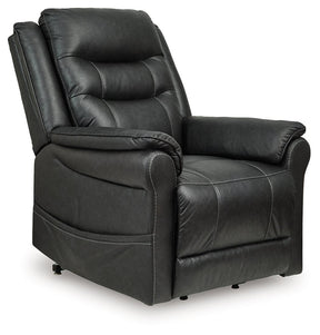 Oatman Carbon Power Lift Recliner by Ashley at Eve Furniture