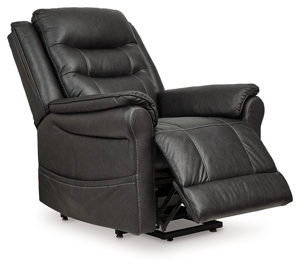 Oatman Carbon Power Lift Recliner by Ashley at Eve Furniture