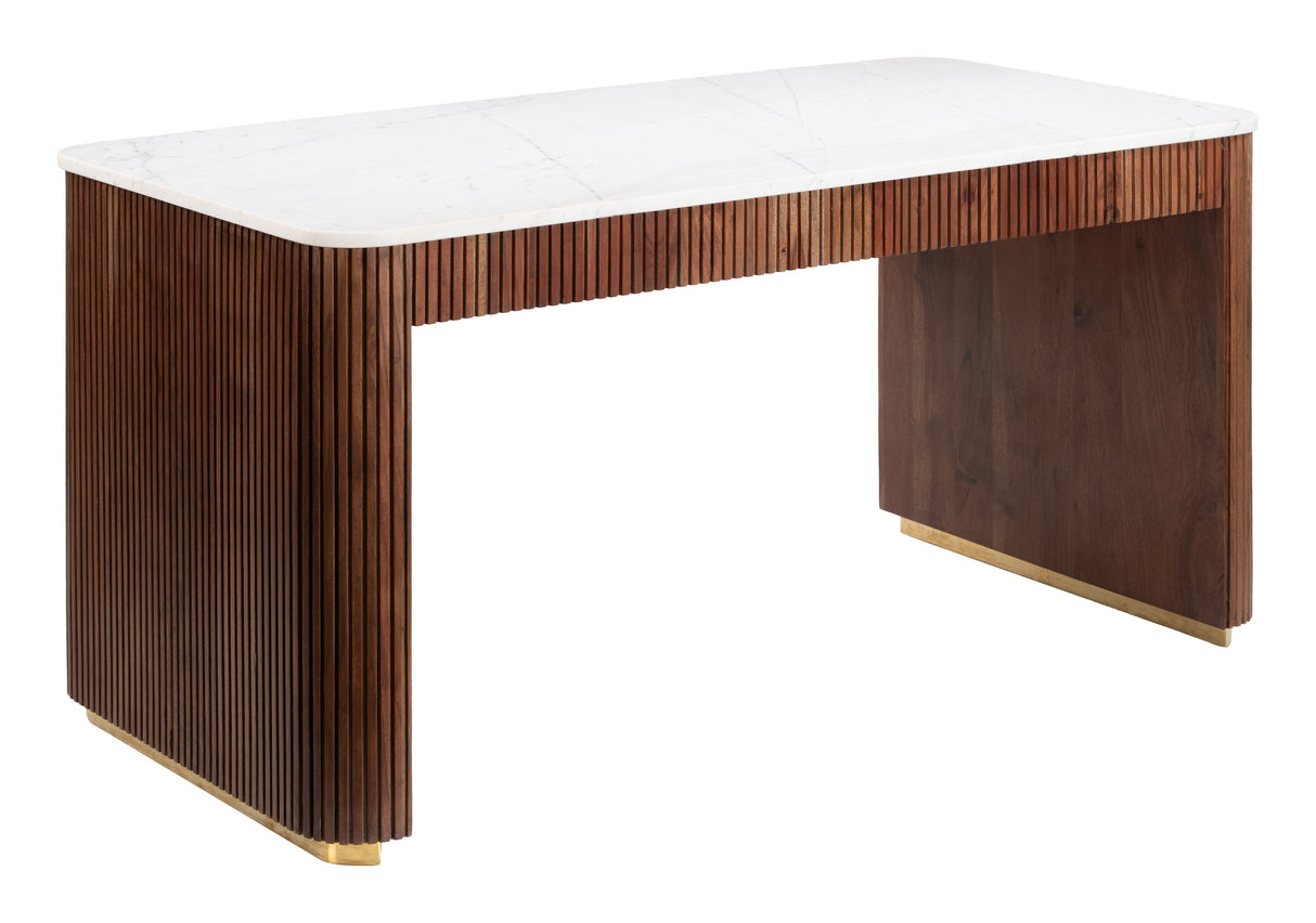 Obeah White & Walnut Desk by Zuomod at Eve Furniture