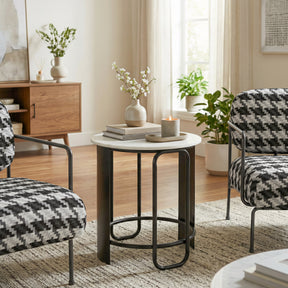 Obel White & Black Side Table by Zuomod at Eve Furniture