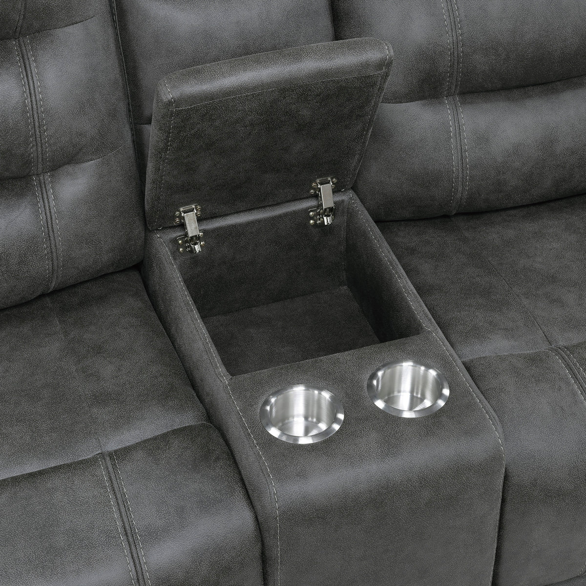 Oberon Dark Gray 2-Piece Double Reclining Set by Homelegance at Eve Furniture