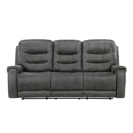 Oberon Dark Gray 2-Piece Double Reclining Set by Homelegance at Eve Furniture