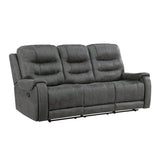 Oberon Dark Gray 2-Piece Double Reclining Set by Homelegance at Eve Furniture
