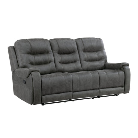 Oberon Dark Gray 2-Piece Double Reclining Set by Homelegance at Eve Furniture