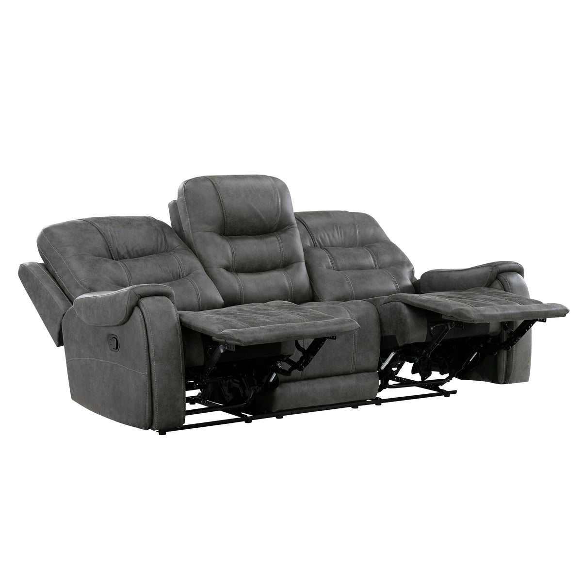 Oberon Dark Gray 2-Piece Double Reclining Set by Homelegance at Eve Furniture