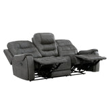 Oberon Dark Gray 2-Piece Double Reclining Set by Homelegance at Eve Furniture
