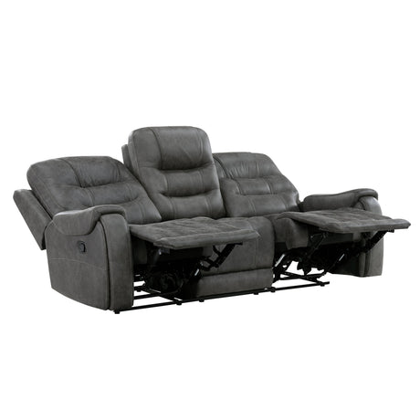 Oberon Dark Gray 2-Piece Double Reclining Set by Homelegance at Eve Furniture