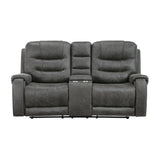 Oberon Dark Gray 2-Piece Double Reclining Set by Homelegance at Eve Furniture