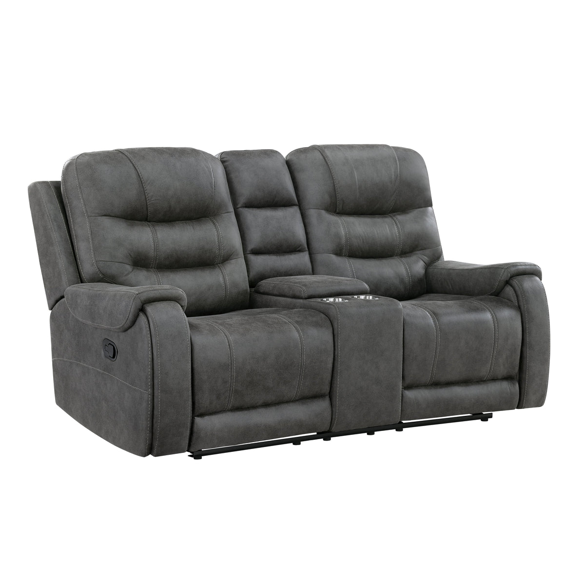 Oberon Dark Gray 2-Piece Double Reclining Set by Homelegance at Eve Furniture