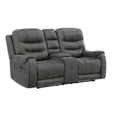 Oberon Dark Gray 2-Piece Double Reclining Set by Homelegance at Eve Furniture