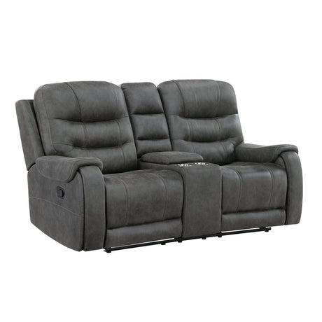 Oberon Dark Gray 2-Piece Double Reclining Set by Homelegance at Eve Furniture