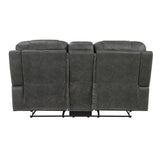 Oberon Dark Gray 2-Piece Double Reclining Set by Homelegance at Eve Furniture