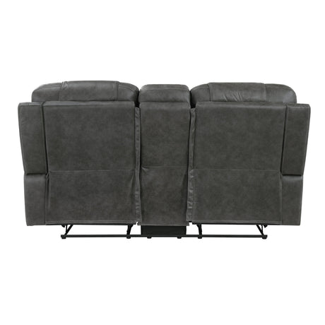 Oberon Dark Gray 2-Piece Double Reclining Set by Homelegance at Eve Furniture