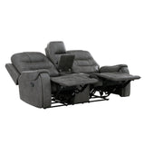 Oberon Dark Gray 2-Piece Double Reclining Set by Homelegance at Eve Furniture