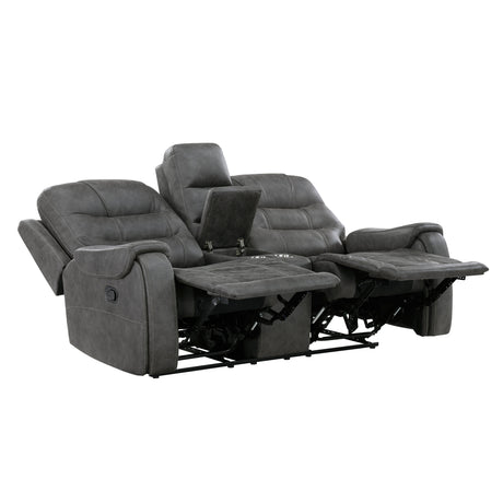 Oberon Dark Gray 2-Piece Double Reclining Set by Homelegance at Eve Furniture