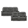 Oberon Dark Gray 2-Piece Double Reclining Set by Homelegance at Eve Furniture