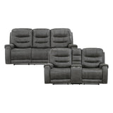 Oberon Dark Gray 2-Piece Double Reclining Set by Homelegance at Eve Furniture