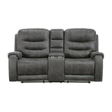 Oberon Dark Gray Double Reclining Living Room Set by Homelegance at Eve Furniture