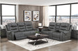 Oberon Dark Gray Double Reclining Living Room Set by Homelegance at Eve Furniture