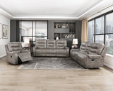 Oberon Grayish Brown Double Reclining Living Room Set by Homelegance at Eve Furniture