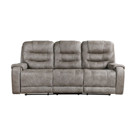 Oberon Grayish Brown Double Reclining Living Room Set by Homelegance at Eve Furniture