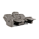 Oberon Grayish Brown Double Reclining Living Room Set by Homelegance at Eve Furniture