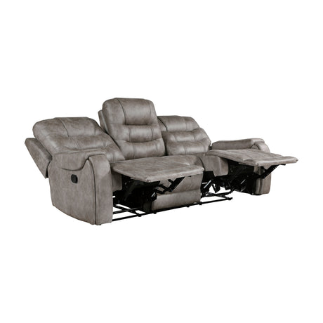 Oberon Grayish Brown Double Reclining Living Room Set by Homelegance at Eve Furniture