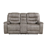 Oberon Grayish Brown Double Reclining Living Room Set by Homelegance at Eve Furniture