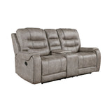 Oberon Grayish Brown Double Reclining Living Room Set by Homelegance at Eve Furniture