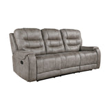 Oberon Grayish Brown Double Reclining Set by Homelegance at Eve Furniture