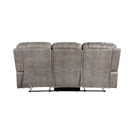 Oberon Grayish Brown Double Reclining Set by Homelegance at Eve Furniture