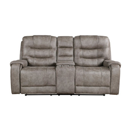 Oberon Grayish Brown Double Reclining Set by Homelegance at Eve Furniture