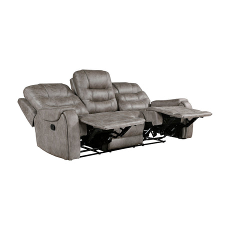 Oberon Grayish Brown Double Reclining Sofa by Homelegance at Eve Furniture