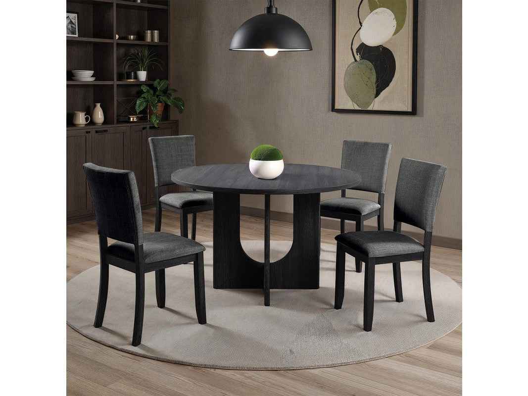 Oberto Dark Gray 5 Pc. Round Dining Table Set by Furniture of America at Eve Furniture