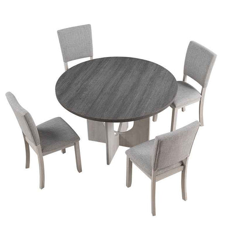 Oberto Gray 5 Pc. Round Dining Table Set by Furniture of America at Eve Furniture