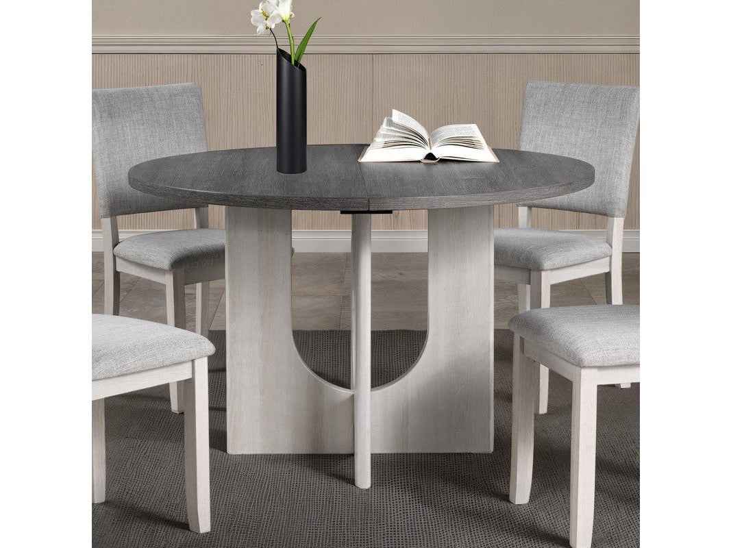 Oberto Gray Round Dining Table Only by Furniture of America at Eve Furniture
