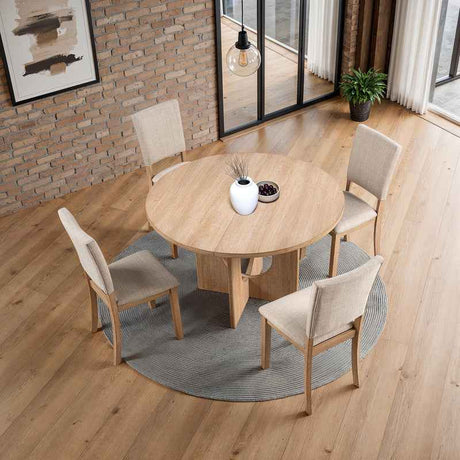 Oberto Natural Round Dining Table Only by Furniture of America at Eve Furniture