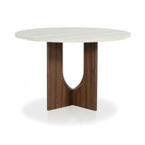 Oberto Travertine Finish/Walnut Round Dining Table by Furniture of America at Eve Furniture