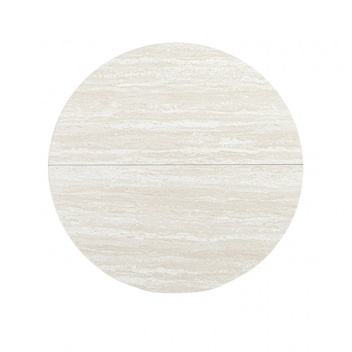 Oberto Travertine Finish/Walnut Round Dining Table by Furniture of America at Eve Furniture