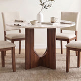 Oberto Travertine Finish/Walnut Round Dining Table by Furniture of America at Eve Furniture
