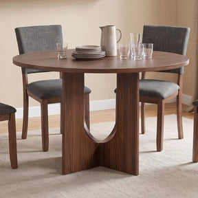 Oberto Walnut Round Dining Table by Furniture of America at Eve Furniture