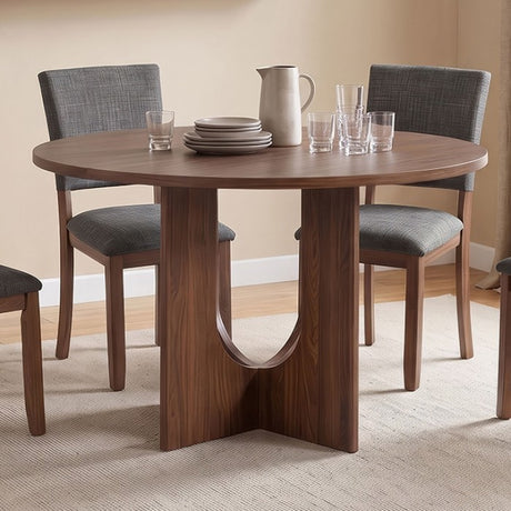 Oberto Walnut Round Dining Table by Furniture of America at Eve Furniture