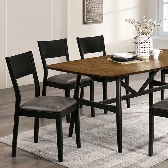 Oberwil Antique Oak & Black 7pc Dining Room Set by Furniture of America at Eve Furniture