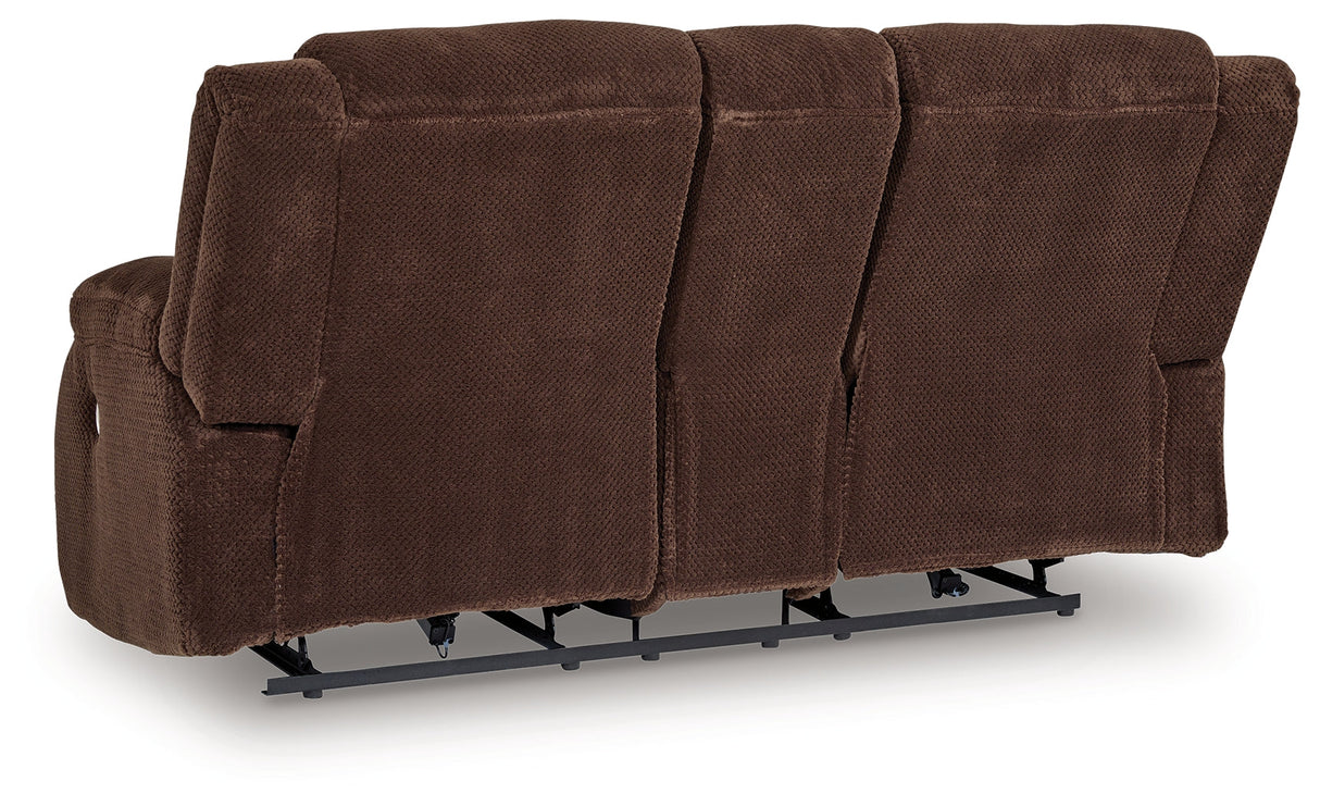 Observation Chocolate Power Reclining Loveseat with Console by Ashley at Eve Furniture