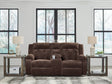 Observation Chocolate Power Reclining Loveseat with Console by Ashley at Eve Furniture