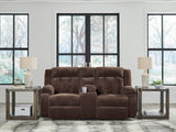 Observation Chocolate Power Reclining Loveseat with Console by Ashley at Eve Furniture