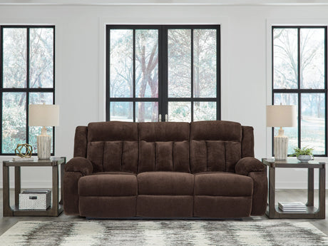 Observation Chocolate Power Reclining Sofa with Drop Down Table by Ashley at Eve Furniture